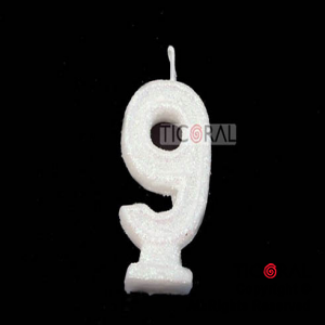 VELA NUMERO 9 BLANCO CON GIBRE HS2875-9 x 1